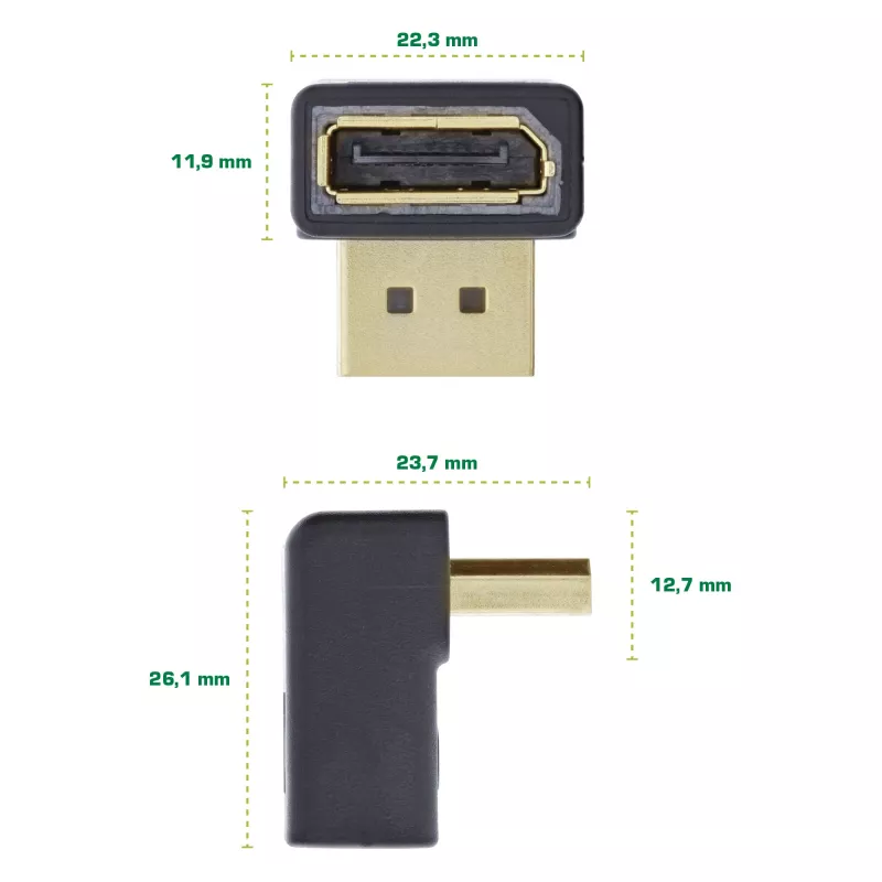 InLine DisplayPort-adapter, DisplayPort isane / emane ülespoole nurga all