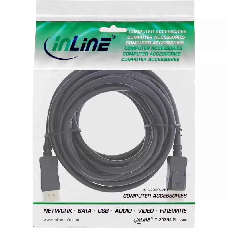 InLine DisplayPort 1.4 kaabel aktiivne, 8K4K, must, kuldne, 10m