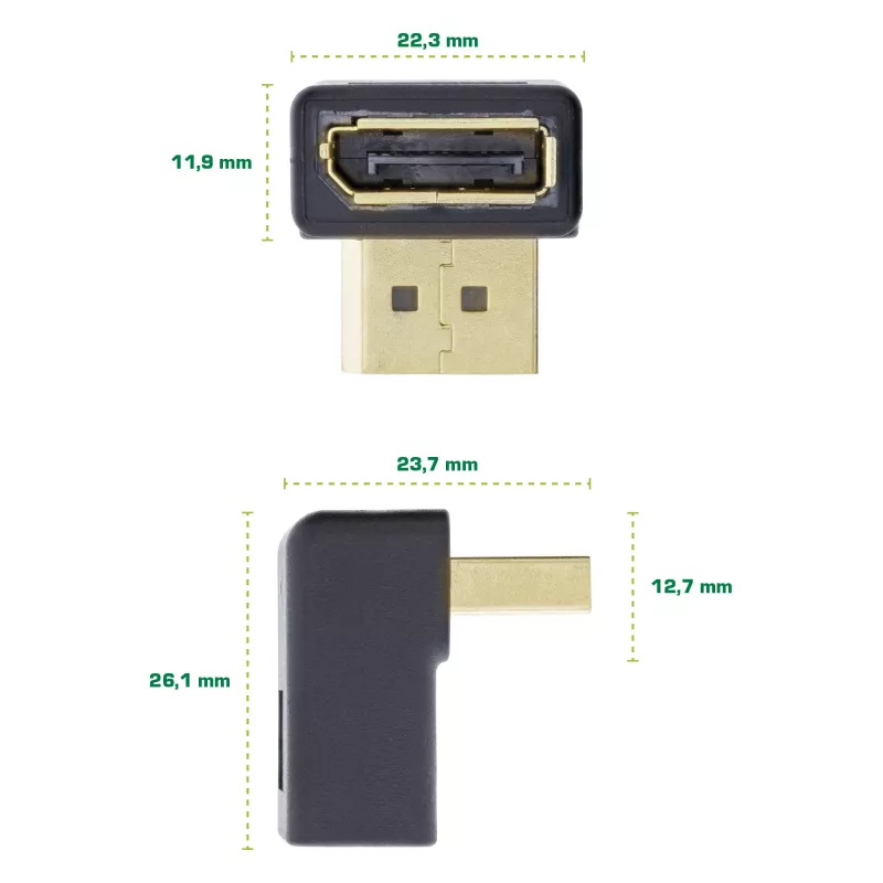 InLine DisplayPort adapter, DisplayPort isane / emane allasuunatud nurgaga