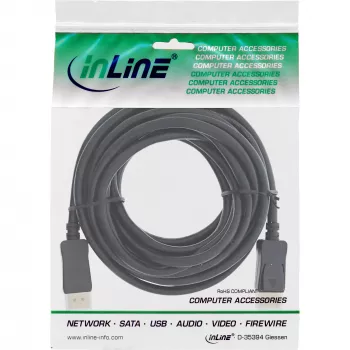 Aktiivne DisplayPort 1.4 kaabel InLine 17207P 8K4K Must Kuldne 7,5 m