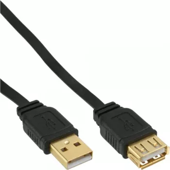 InLine USB 2.0 lame kaabel Type A-pistik / emane kullatud must 5m