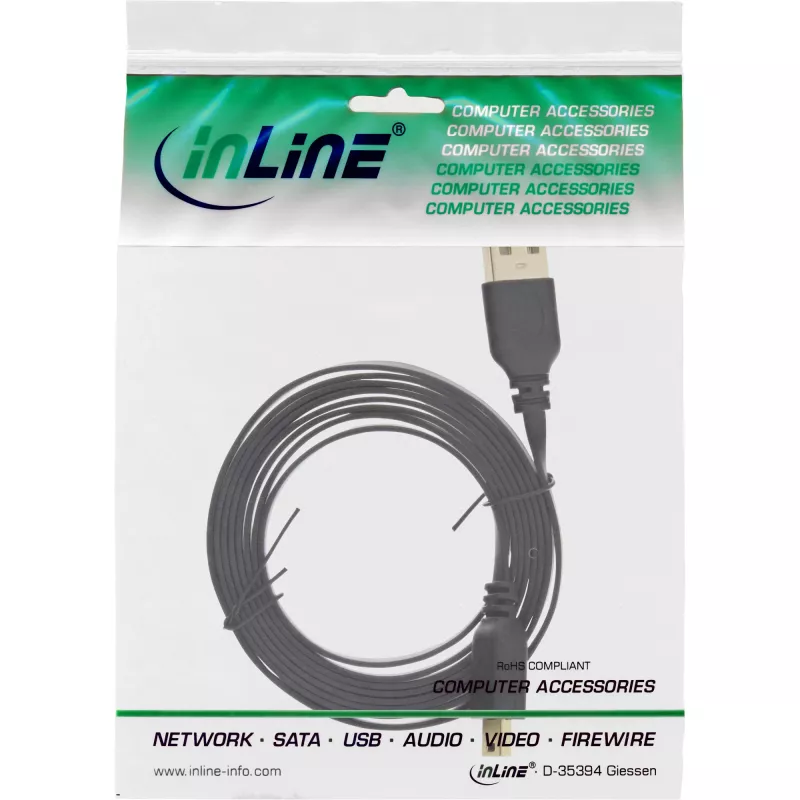 InLine USB 2.0 lame kaabel USB Type A-pistik / Mini-B-pistik 5 pin must/kuld 2 m