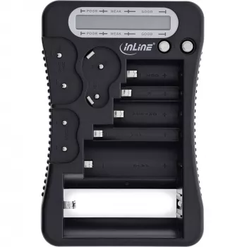 InLine 01285 akutestija LCD-ekraaniga ümmarguste ja nööppatareide jaoks