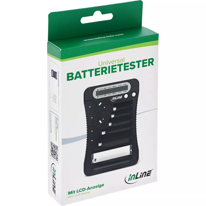 InLine 01285 akutestija LCD-ekraaniga ümmarguste ja nööppatareide jaoks