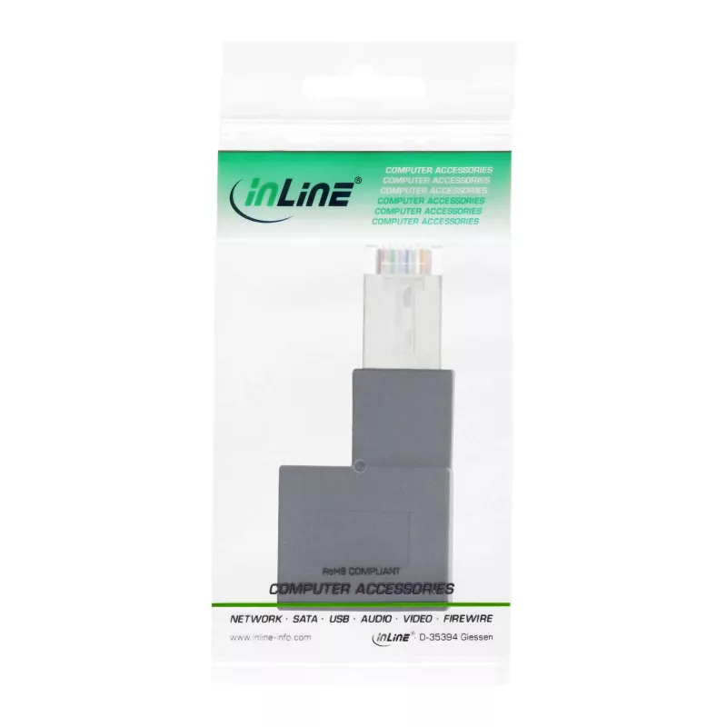 InLine plaastrikaabli adapter Cat.6A, RJ45 isane / emane, 90° paremale nurga all