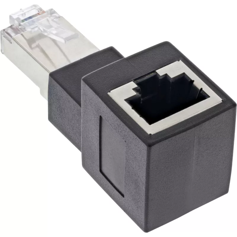 InLine patch-juhtme adapter Cat.6A, RJ45 isane/emane, 90° nurga all ülespoole