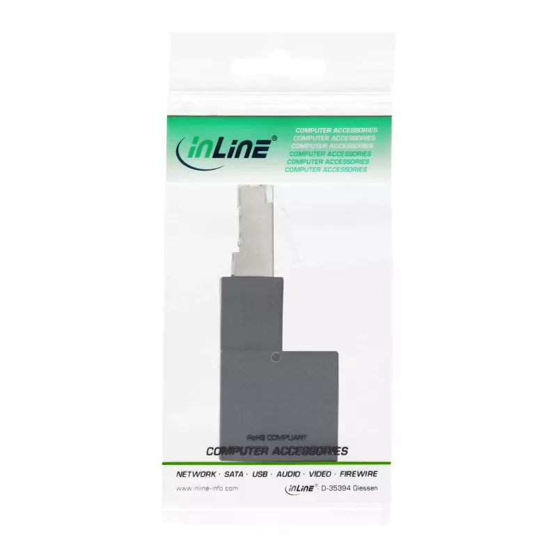 InLine patch-juhtme adapter Cat.6A, RJ45 isane/emane, 90° nurga all ülespoole