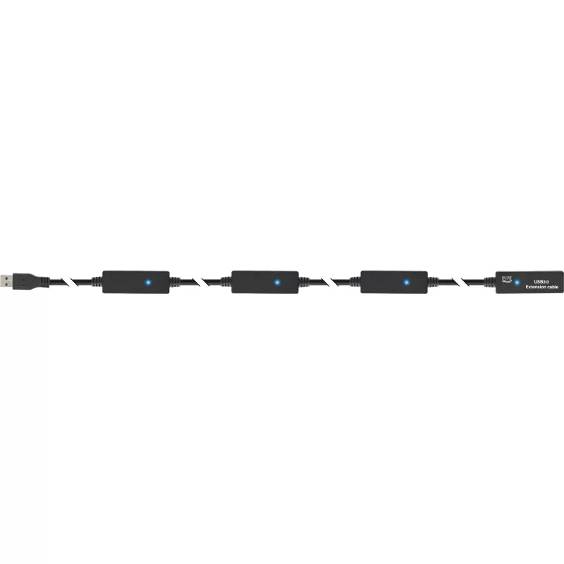 InLine USB3.2 Gen.1 aktiivne repiiterkaabel, tüüp A-pistik / emane, must, 20 m