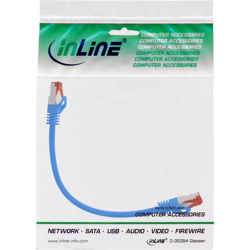 InLine paigakaabel S/FTP PiMF Cat.6 250MHz vask halogeenivaba sinine 0.25m