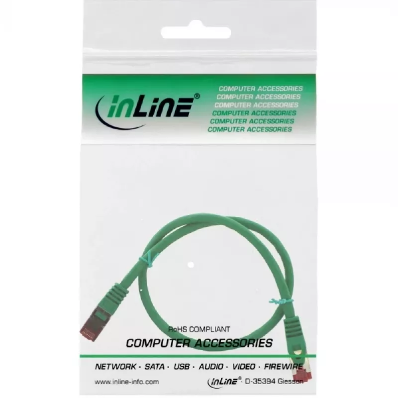InLine patch-kaabel S/FTP PiMF Cat.6 250MHz vask halogeenivaba roheline 0.3m