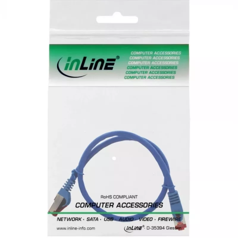 InLine paigalduskaabel S/FTP PiMF Cat.6 250MHz vask halogeenivaba sinine 0.5m