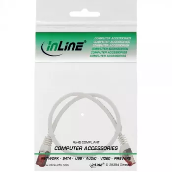 InLine patch-kaabel S/FTP PiMF Cat.6 250MHz vask halogeenivaba valge 0,3m