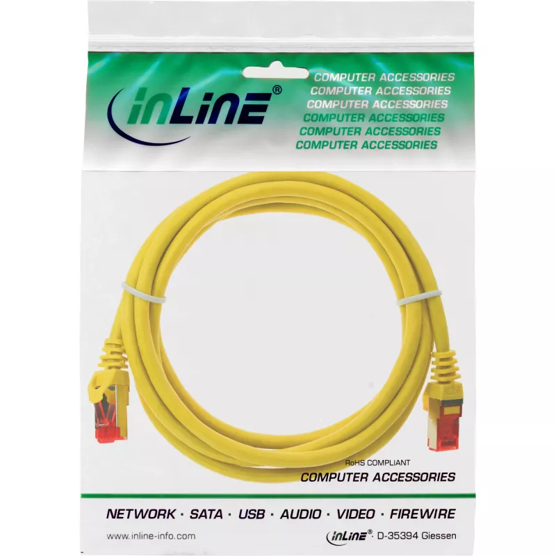 InLine patch-kaabel S/FTP PiMF Cat.6 250MHz vask halogeenivaba kollane 2m