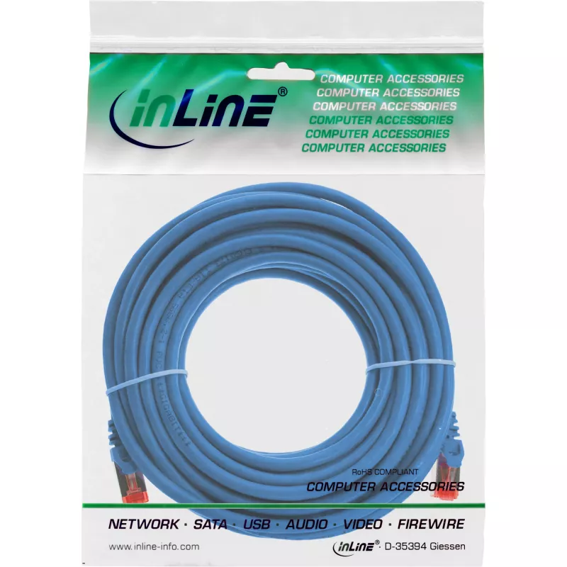 InLine patch-kaabel S/FTP PiMF Cat.6 250MHz vask halogeenivaba sinine 5m