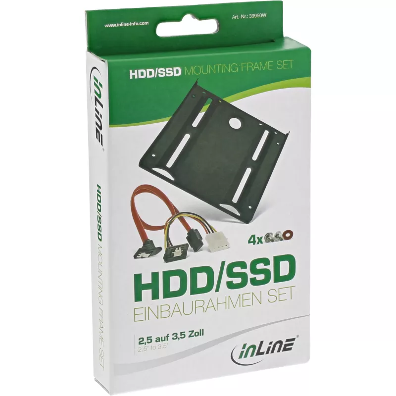InLine HDD/SSD kinnitusraami KOMPLEKT koos SATA- ja toitekaabliga, nurga all, koos kruvidega