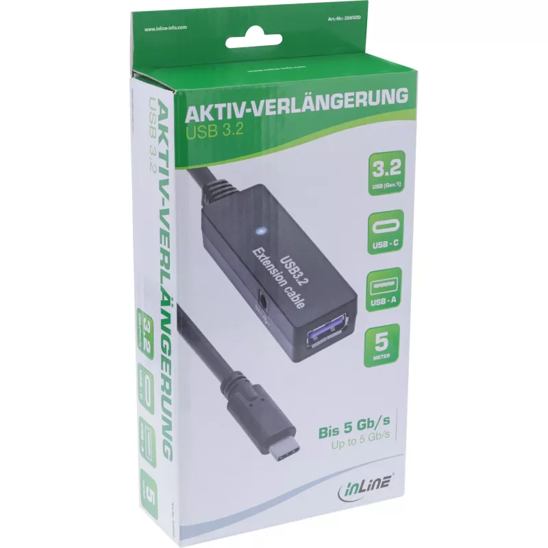 InLine USB 3.2 Gen.1 aktiivpikendus, USB-C isane USB-A emasele, 5m