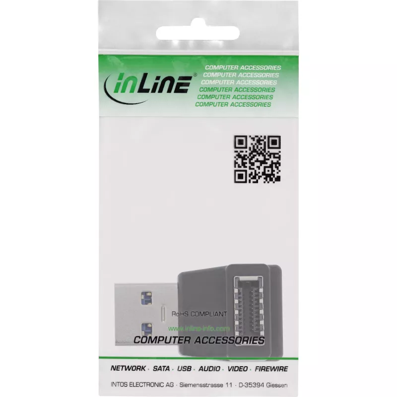 InLine USB 3.2 adapter, USB-A-pistik sisemise USB-E esipaneeli pesasse