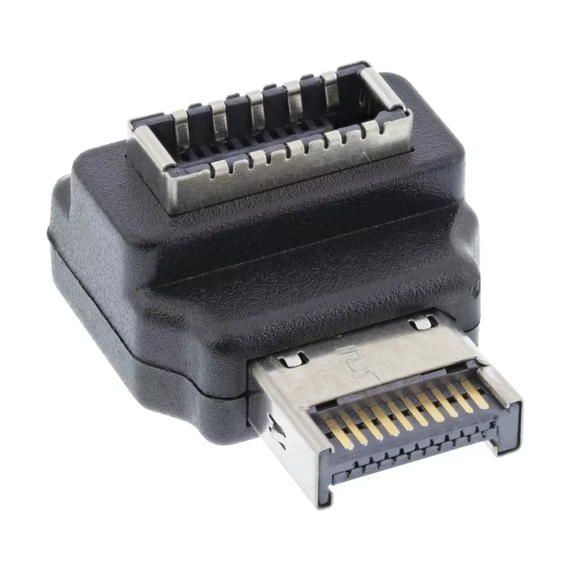 InLine USB 3.2 adapter sisemine, esipaneeli USB-E isane pistik USB-E emasele pesale 90°