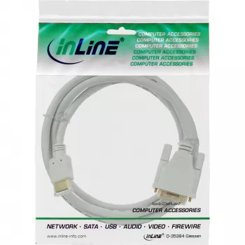 InLine HDMI-DVI kaabel isane / 18+1 isane valge kuldne 5m