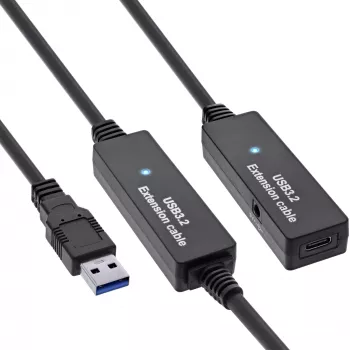 InLine USB 3.2 Gen.1 aktiivne pikenduskaabel, USB-A isane USB-C emasele, 15 m