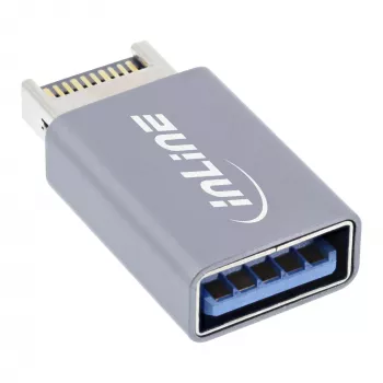InLine USB 3.2 adapter, sisemine USB-E esipaneeli isane USB-A emasele