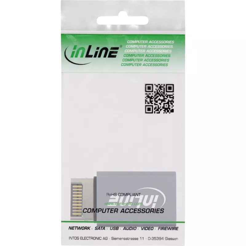 InLine USB 3.2 adapter, sisemine USB-E esipaneeli isane USB-A emasele