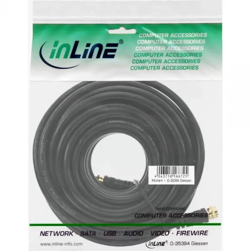 SAT-kaabel Premium InLine 69315P 15 m 2x varjestatud 2x F-isane must