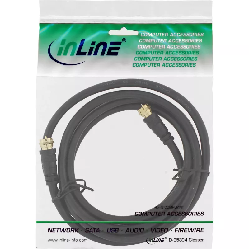 SAT-kaabel Premium InLine 69310P 10 m 2× varjestatud 2× F-isane must