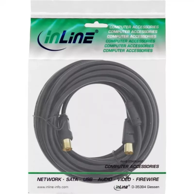 InLine antennikaabel 2x varjestatud >85 dB must 20 m