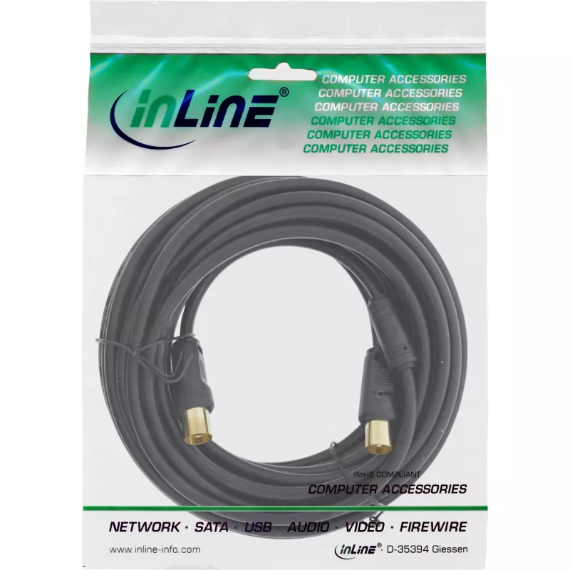InLine Antennakaabel 2x varjestatud >85dB must 3m