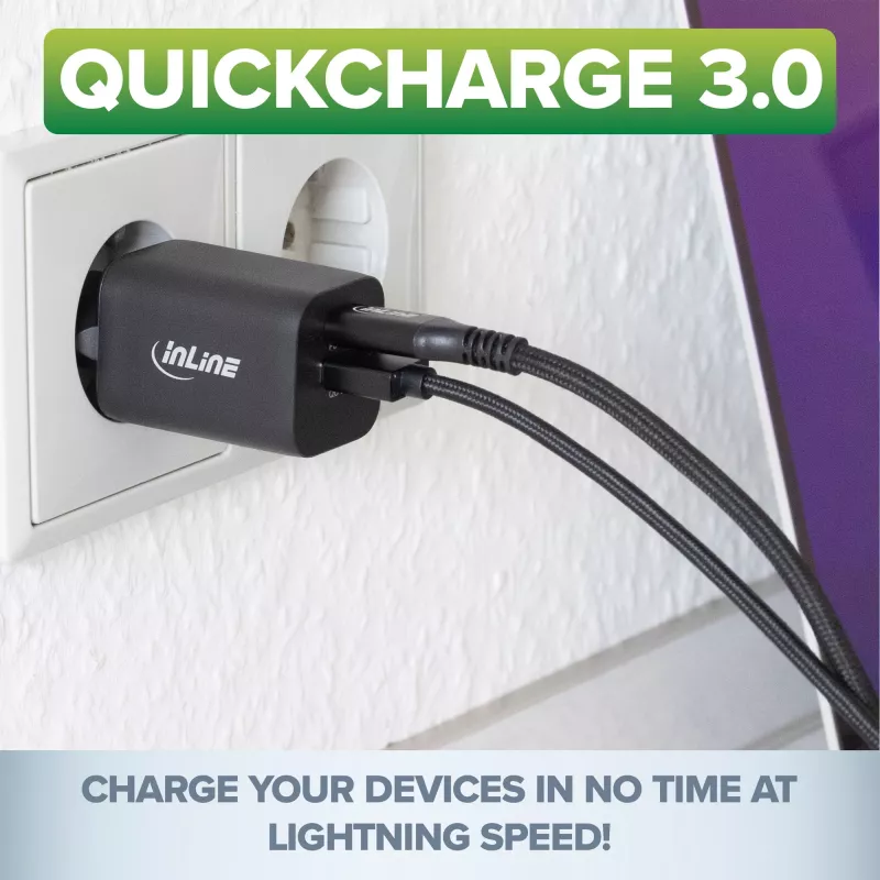 InLine USB toiteplokk, laadija, USB-A + USB USB-C, 33 W, PD + QC