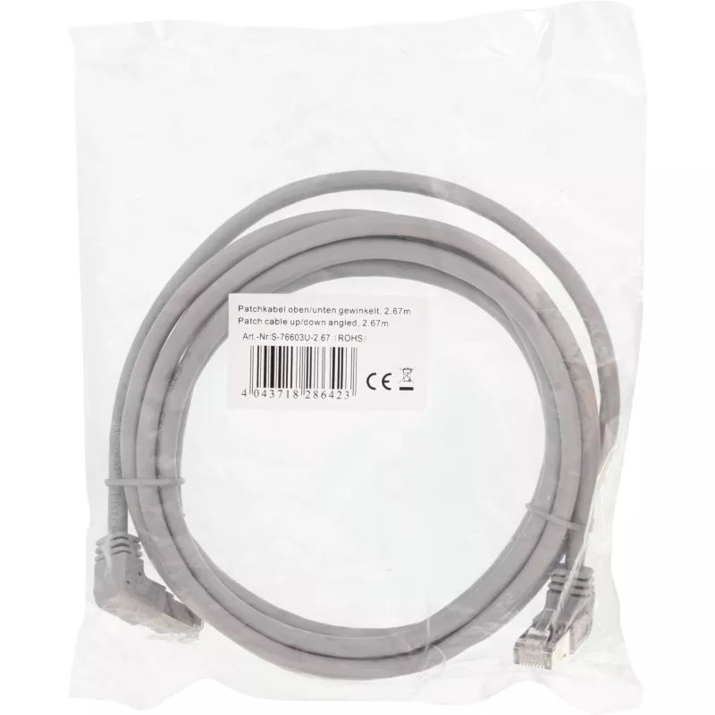 InLine patch-kaabel üles/alla nurga all, S/FTP (PiMf), Cat.6, PVC, vask, hall, 2.67m