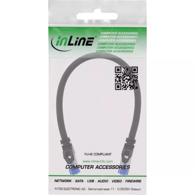 InLine soomustatud paigalduskaabel, U/FTP, Cat.6A, must, 0,3 m
