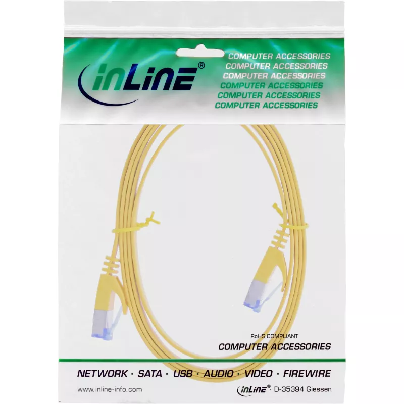 InLine lame patch-kaabel, U/FTP, Cat.6A, kollane, 3 m