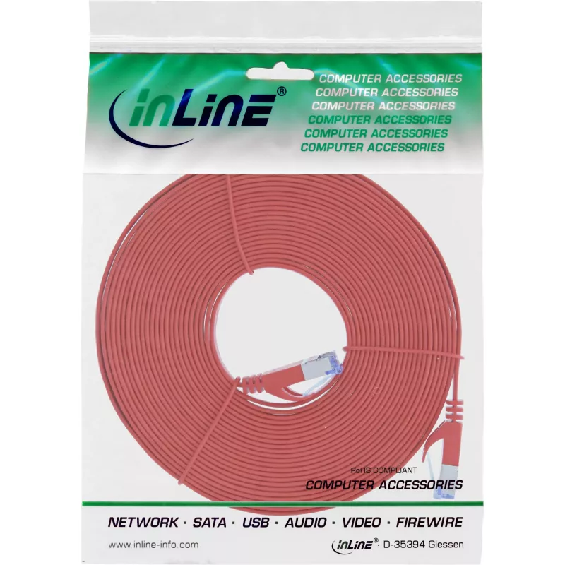 InLine lame paigalduskaabel, U/FTP, Cat.6A, punane, 10m