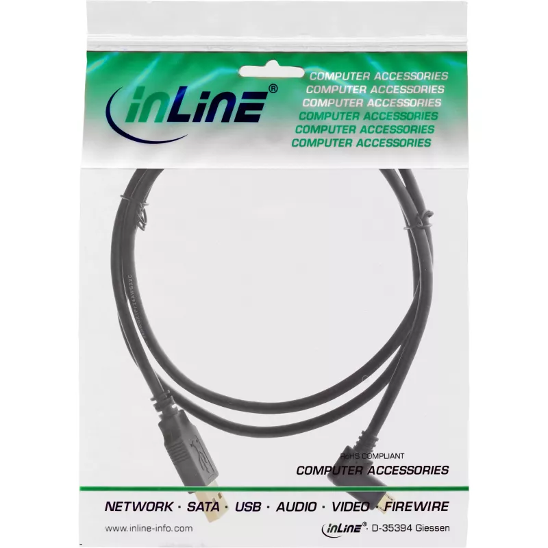 InLine Micro USB 2.0 kaabel USB Type A isane / Micro-B isane, nurga all, must, 1,5m