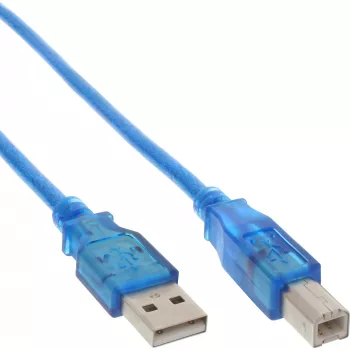InLine USB 2.0 kaabel, tüüp A-pistik / tüüp B, sinine läbipaistev, 3 m