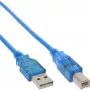 InLine USB 2.0 kaabel, tüüp A-pistik / tüüp B, sinine läbipaistev, 3 m
