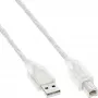 USB 2.0 kaabel Type A-pistik / B-pistik InLine 34535T 3m läbipaistev