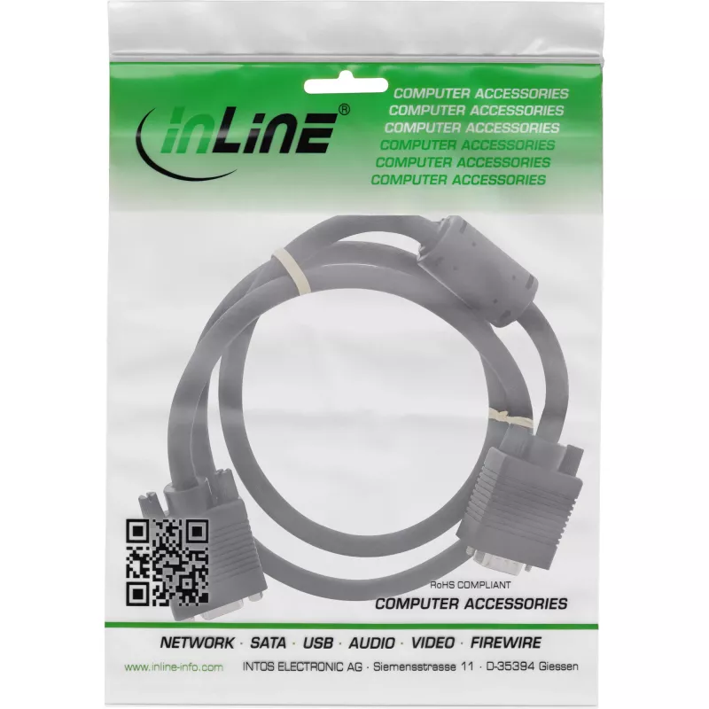 InLine S-VGA pikenduskaabel 15HD isane / emane must 0,5m