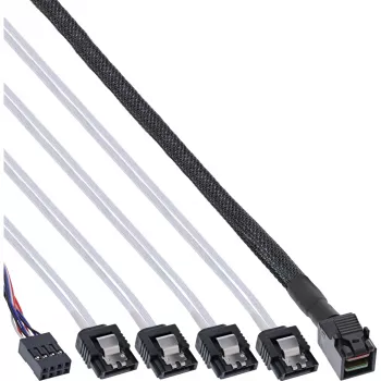 InLine Mini SAS HD kaabel SFF-8643 kuni 4x SATA + Sideband 0,5 m