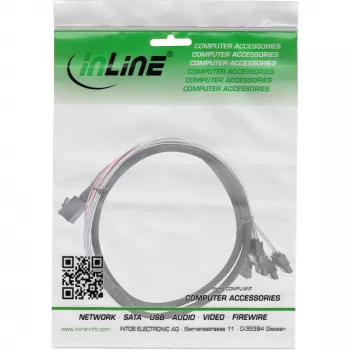 InLine Mini SAS HD kaabel SFF-8643 kuni 4x SATA + Sideband 0,5 m