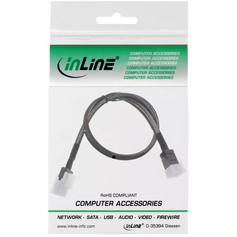InLine Mini SAS HD kaabel SFF-8643 kuni SFF-8087 koos külgribaga 0,5 m
