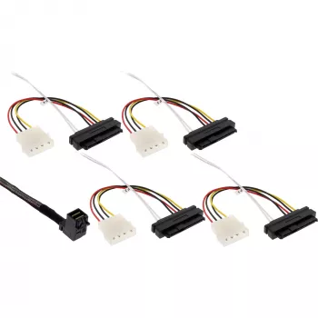 InLine Mini SAS HD kaabel, SFF-8643 nurga all kuni 4x SFF-8482 + toide, 0,5 m