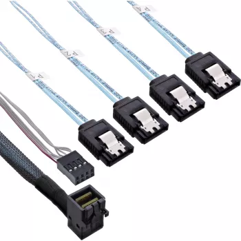 InLine Mini SAS HD kaabel SFF-8643 nurgaga 4x SATA + Sideband 1m