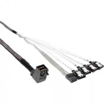InLine Mini SAS HD kaabel SFF-8643 nurga all 4x SATA + Sideband 0,5m