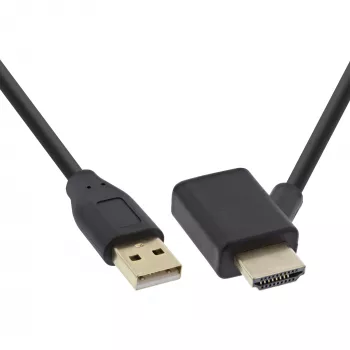 InLine HDMI-adapter M / F USB-A toitesisendiga 0,5 m