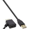 InLine HDMI-adapter M / F USB-A toitesisendiga 0,5 m