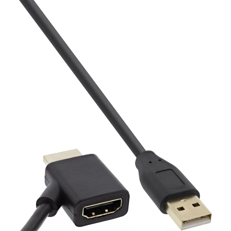InLine HDMI-adapter M / F USB-A toitesisendiga 0,5 m