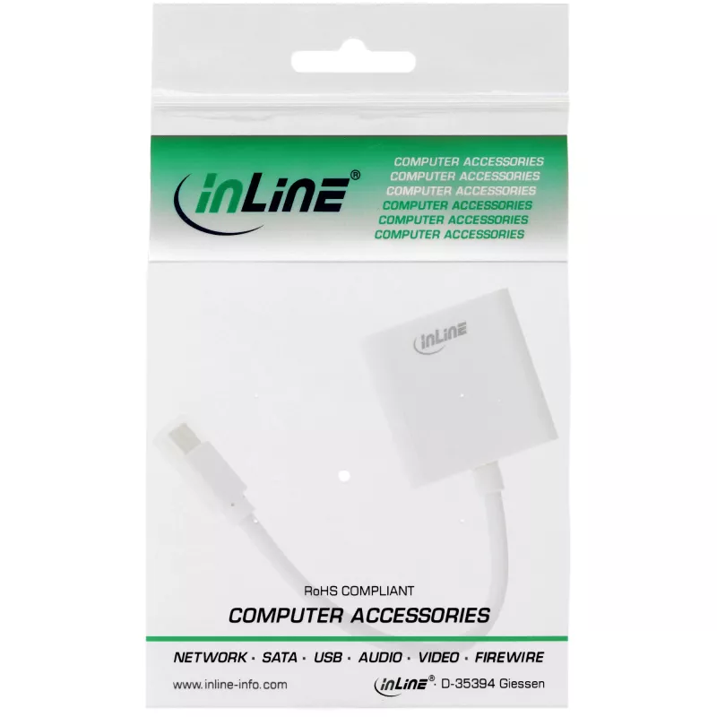 InLine Mini DisplayPort isane / DVI-D 24+1 adapter emane valge, 0,15 m